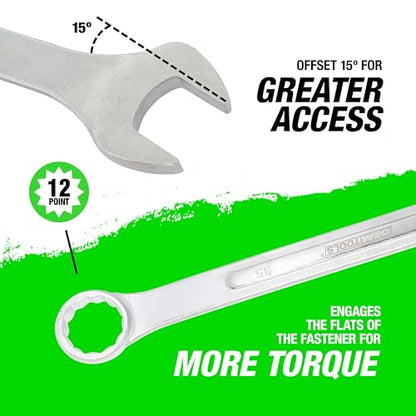 OEMTOOLS 22132 35mm Jumbo Combination Wrench, Chrome Plated, Raised Panel Design, Durable Finish, Reduces Weight, Provides 15% to 20% More Torque - size: 35mm