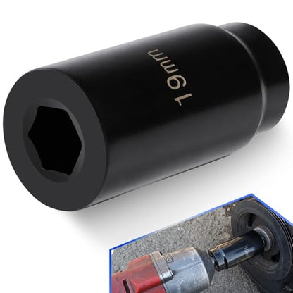 77080 Harmonic Balancer Socket Tool for Honda 19mm Crank Bolt Socket, 3 Times Momentum Power of Standard Impact Socket with Deep Counter-Weighted Design for Stronger Torque - size: 19mm