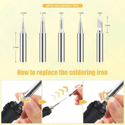 Soldering Iron Kit, 90W 110V Fast Heating LED Digital Soldering Pen, Adjustable Temperature Soldering Iron with Ceramic Heater, 10-in-1 Soldering Kit for Electronics Repair and DIY Projects - color: 10 in 1 Orange