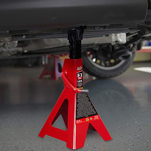 BIG RED T43006 Torin Steel Jack Stands (Fits: SUVs and Extended Height Trucks): 3 Ton (6,000 lb) Capacity, Red, 1 Pair - size: 3 Ton, style: SUV Extended