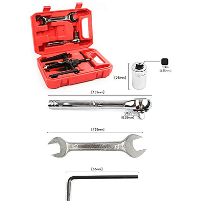 3 Jaw Puller Heavy Duty Bushing Gear Extractor Tool Kit with 1/4 Socket Ratchet Wrench Open End Spanner for Motorcycle Car Universal Bearing Puller Set of 5 Pieces