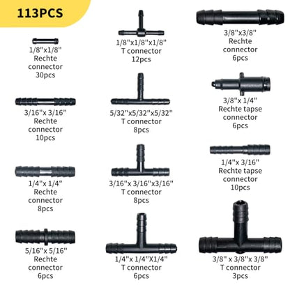 Unicaravan Silicone Vacuum Hose Kit 10FT 6PCS 1/8" 5/32" 3/16" 1/4" 5/16" 3/8" With Vacuum Connector 12 Sizes 113PCS,Tube Cutter,Matte Black Tubing,Automotive Marine & Industrial Use - size: 6Size(1/8"~3/8") - 10FT + Connector + tube cutter