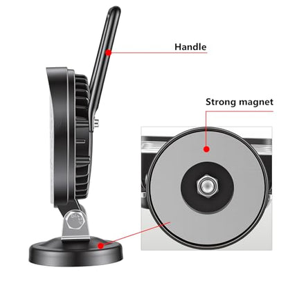Magnetic Led Work Light 12V, SKYWORLD 1PCS 4 Inch 42W Round Flood Off Road Driving Fog Lamp, Portable Magnetic Base Holder for Car SUV Trailer Tractor Truck Engineering Maintenance Garage Camping - size: 4 Inch 42W Flood
