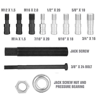 OEMTOOLS 37144 Harmonic Balancer Installer, 9 Adapters, 3/8in Bolt, Steel Construction, Fits SAE Metric Crankshafts, Mechanic Tools for Automotive Engine Service - color: Green Case