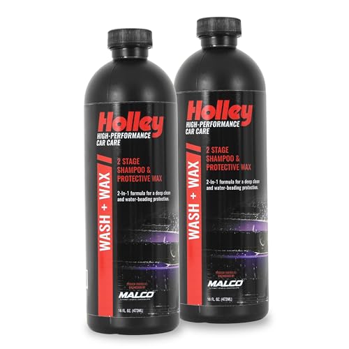 Holley Wash + Wax - 2-Stage Shampoo & Wax - High-Performance Car Care, Washing Liquid - Soap Concentrate with Carnauba Protective Wax - For all car types - 16 oz. (2 Pack) - color: Wash & Wax, size: 2-Pack