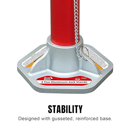 Big RED 3 Ton Aluminum Jack Stands, for Cars, ATV's and UTV's, with 6 Locking Support Pins, Red/Silver, 2 Pack - size: 3 Ton, style: Aluminum