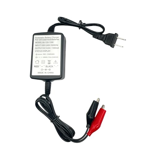 2PCS 12V 1300mA Sealed Lead Acid (SLA) Smart Battery Charger, Automatic Trickle Charger Maintainer with Short Circuit Protection Compatible with Car RV ATV Boat Motorcycle