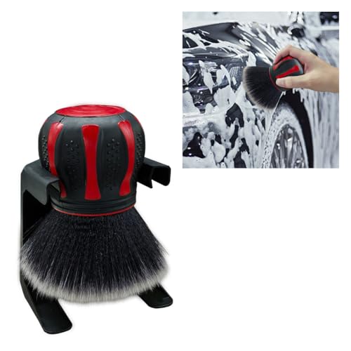 BDZMC Car Detailing Brush, Ultra Soft Bristles XL Synthetic Brush, Auto Interior Dusting Brush with Storage Rack, Car Cleaning Tool for Vehicle Air Conditioner Vents, Dashboard, Leather - color: Red