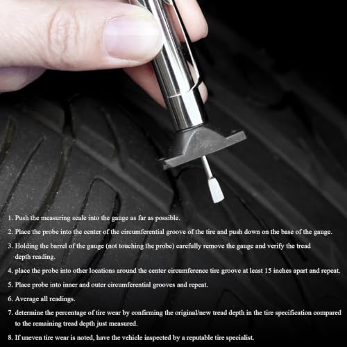 2 PCS Car Tire Tread Depth Gauge, Accurate Color-Coded Tire Tread Depth Measurement Tool with Pocket Clip, 32nds Scale Professional Tyre Wear Checker for Cars Trucks Motorcycles