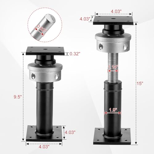 House Floor Jack, 9.5-15" Screw Jack Home Leveling, 22,046LBS Load Capacity | Heavy-Duty Basement Floor Jack for Crawl Space Home Leveling, Stair Support, Beam & Floor Sagging Repair, 1 PCS Black - size: 1 PCS