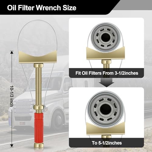 Heavy Oil Filter Wrenches, Strap Wrench, Adjustable Oil Filter Wrench Removal Tool for Trucks Excavators -Adjustable Strap 9-15 cm Diameter
