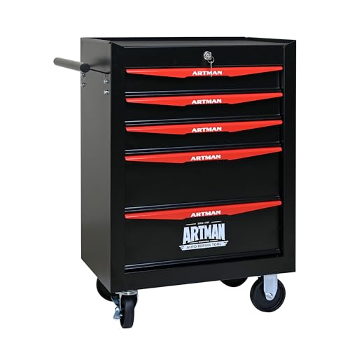 5 Drawers Tool Chest on Wheels, Multifunctional Rolling Tool Storage Cart, Drawers Rolling Trolley Organizer Tool Box for Warehouse, Garage, Workshop, Repair Shop (5 Drawers-30.5" H) - color: Black, size: 5 Drawers 20.9"Wx13"Dx30.5"H