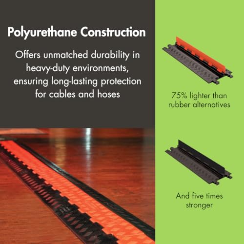 Checkers 3 Channel Low Profile Drive Over Cable Protector with Built in ADA Compliant Ramp, Heavy Duty Loads up to 54,000 Pounds, Polyurethane Construction, Black/Black, GD3X75-B/B - color: Black, style: ADA Compliant