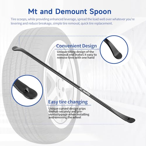 2 Pcs 38" Heavy Duty Tire Bar Forged 40Cr Steel, Semi Truck Tire Changing Tool, Extra Long Tire Iron Spoon for RV Bus Tractor SUV, Black Powder Coated - size: 2 Pcs(38in)