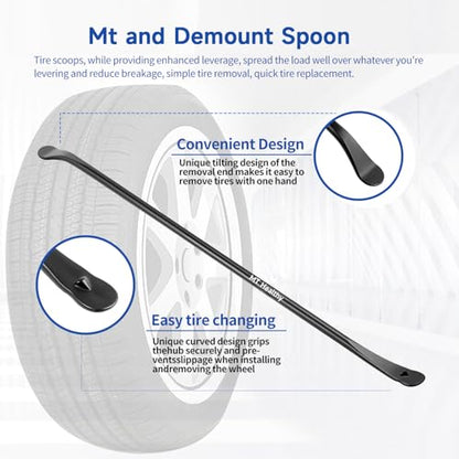 2 Pcs 38" Heavy Duty Tire Bar Forged 40Cr Steel, Semi Truck Tire Changing Tool, Extra Long Tire Iron Spoon for RV Bus Tractor SUV, Black Powder Coated - size: 2 Pcs(38in)