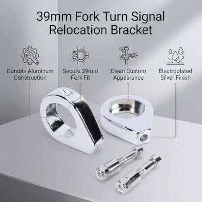 Generic 39mm Motorcycle Turn Signal Relocation Bracket, Fork Clamp for XL1200 , with Electroplated Aluminum Alloy Mount for 39mm Forks, Arm Puller Tie Rod End Removal Tool Set