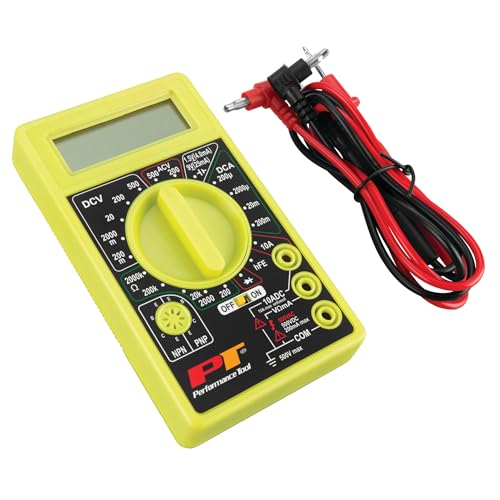Performance Tool W2974 Digital Multimeter Tester 2000 Counts with AC DC Voltmeter and Ohm Volt Amp Meter, Measures Voltage, DC Current Measurement, Automatic Zero Adjust, 9V Battery Included - size: Digital Tester