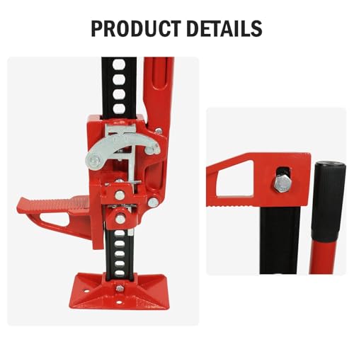 60" Ratcheting Off Road Utility Farm Jack - 3 Ton (6,000 Lbs) Capacity, Floor Jack Lifting Range of 5.12 Inch to 55 Inch Ideal for Car, Truck, ATV, and SUV Use