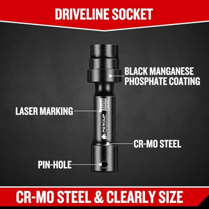 7-Piece 1/2'' Drive Driveline Limited Clearance Socket Set, 12-Point SAE Impact Swivel Socket Set, Cr-Mo Steel with Storage Case for Automotive & Industrial - size: 7 PCS