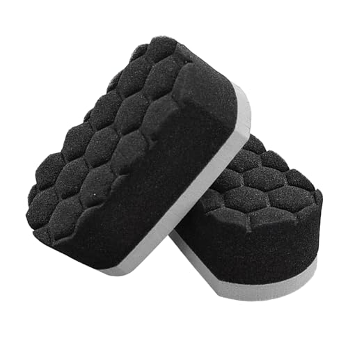 2 PCS Tire Shine Dressing Applicator Pad, Washable Hex Logic Car Detailing Foam Sponge with Easy Grip, Soft Tire Trim Applicator Pad for Car Glass, Porcelain and More (Gray)
