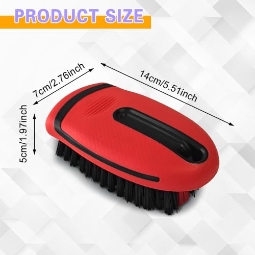 Carpet and Upholstery Cleaning Brush, Household Hard Bristle Brush, Car Plastic Gap Cleaning Brush, Universal Auto Detailing Brush for Car Interior Seat, Clothes and Sofa Cleaning - color: Red