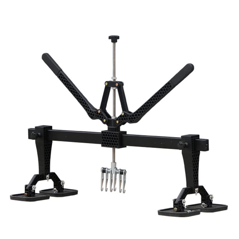 870mm Four-Legged Car Dent Pull Lever Bar Kit 6 Claw Hook Puller Rings Aluminum Auto Body (Black) - color: Black