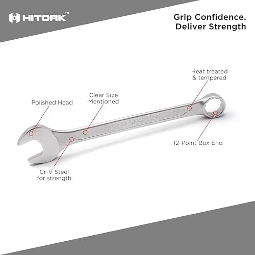 HITORK 25 Piece Metric Wrench Set (6-32 mm) CrV Steel Matt Finish with Polished Head 12 Point Box End 15° Offset Roll Up Pouch Durable Combination Wrench Set for Home, Garage & Auto Repair