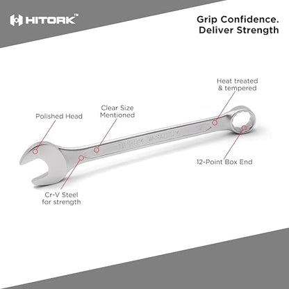 HITORK 25 Piece Metric Wrench Set (6-32 mm) CrV Steel Matt Finish with Polished Head 12 Point Box End 15° Offset Roll Up Pouch Durable Combination Wrench Set for Home, Garage & Auto Repair