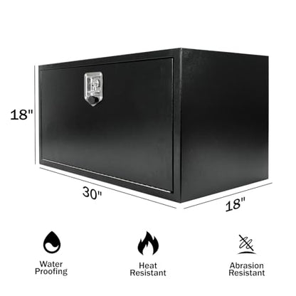 BLACKHORSE-RACING Underbody Truck Tool Box with T-Handle Latch Waterproof Truck Tool Box for Underbed of Truck, Trailer, Rv 36"(L) x 18"(W) x 18"(H)-Black Steel - size: 30" x 18" x 18 "
