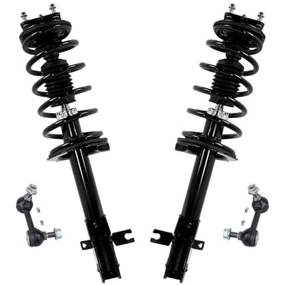 Detroit Axle - 4pc Front Strut Kit for 2007 2008 2009 2010 Mazda CX-9, Struts w/Coil Spring Assembly Sway Bar Links Replacement Suspension Quick Install Ready Struts Shocks - size: 4QS47249/ sway kit