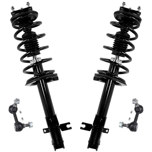 Detroit Axle - 4pc Front Strut Kit for 2007 2008 2009 2010 Mazda CX-9, Struts w/Coil Spring Assembly Sway Bar Links Replacement Suspension Quick Install Ready Struts Shocks - size: 4QS47249/ sway kit
