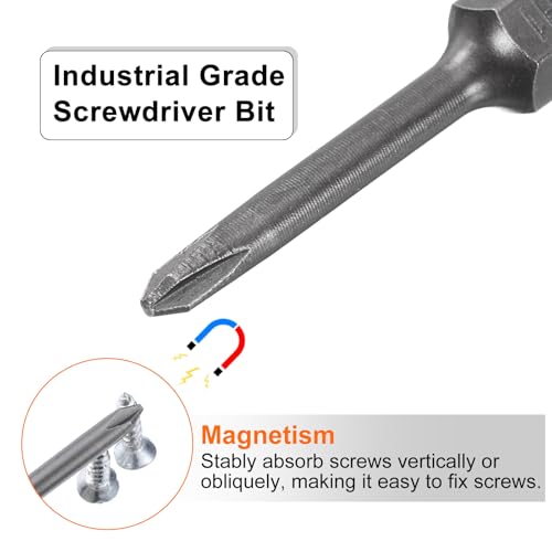HARFINGTON 5pcs #1 Phillips Screwdriver Bit PH1 1/4" Hex Shank 2" (50mm) Long Magnetic S2 Steel Industrial Grade Screw Driver Bit Cross Head Electric Drill Bits 0.118" (3mm) Rod - size: PH1 x 50mm x 3mm