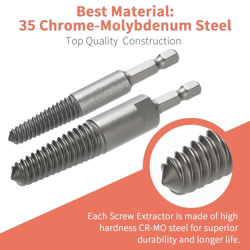 REBRA Screw Extractor and Left-Hand Drill Bit Set, Easy Out Broken Bolt Remover Reverse Cobalt HSS Steel Drill Kit, Ez Out Stripped, Rounded-Off, Damaged Bolts, Screws&Studs Removal Tool (14-Pieces) - style: 14-Pieces