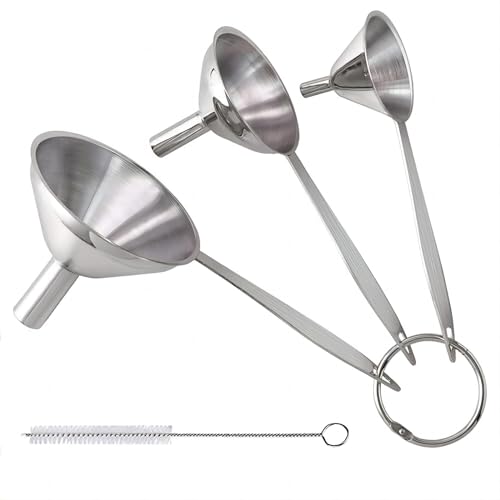 Small Funnels for Filling Bottles Stainless Steel Kitchen Funnels (Long) | 3 Pcs Food-grade Metal Kitchen Funnels Set for Transferring Essential Oils Liquid Fluid Spice Dry Ingredients Powder,Durable - size: ‎Long-handled funnel