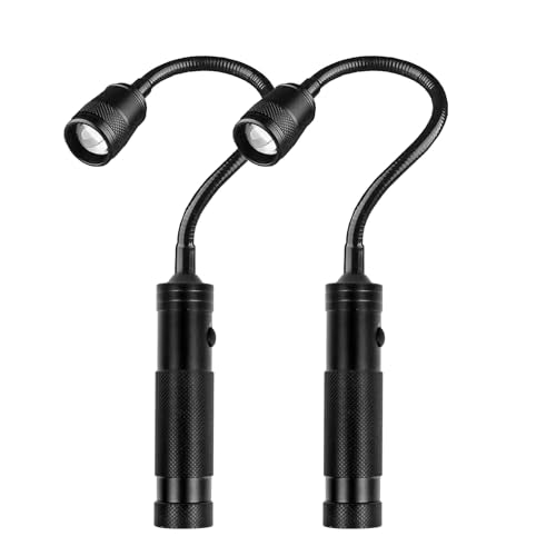 LED Work Light, Gooseneck Flashlight with Magnetic Base, Zoomable Flexible Led, 500 Lumen Mechanics Light Suitable for Auto Repair, Outdoor BBQ, Work Bench, Emergency, Pack of 2