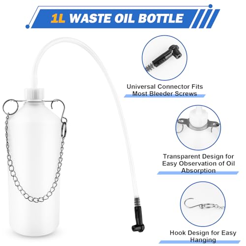 3L Manual Brake Bleeder Kit, One Person Brake Fluid Bleeding Vacuum Pump with 1L Catch Bottle and 4 Master Cylinder Adapters for Brake & Clutch System, Suitable for Most Vehicles