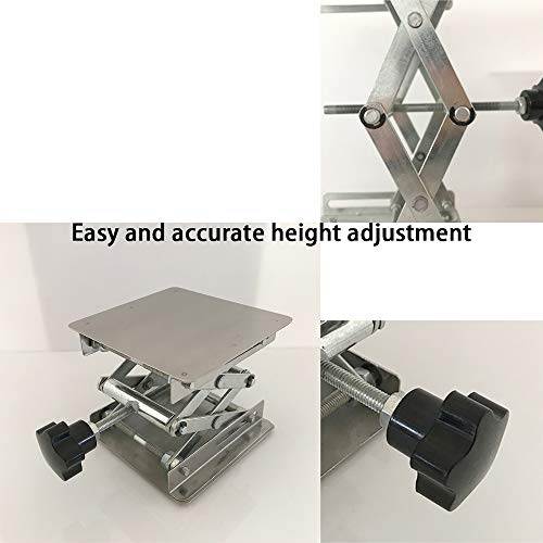 LabZhang 4" x4", Stainless Steel Lab Jack Scissor Stand Platform,Lab Lift Stand Table, Scientific Scissor Lifting Jack Platform,Expandable Lift Height Range 50mm-145mm,Maximum Support Weight 10kg - size: 4X4