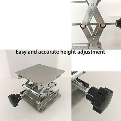 LabZhang 4" x4", Stainless Steel Lab Jack Scissor Stand Platform,Lab Lift Stand Table, Scientific Scissor Lifting Jack Platform,Expandable Lift Height Range 50mm-145mm,Maximum Support Weight 10kg - size: 4X4