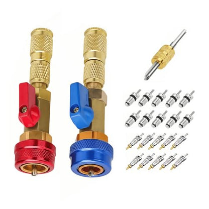 23 Pcs R134A Valve Core Quick Remover Installer Tool Set, High Low Pressure AC Valve Core Removal Tool Valve Stem Kit for Refrigerant Air Conditioner System - size: 23pcs R134A