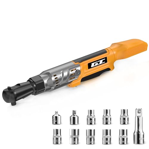 3/8" Cordless Ratchet Wrench, Compatible with DEWALT 20V MAX Battery, 74Ft-Lbs Power Brushless Electric Ratchet Tool Kit Variable Speed, 1/2" & 1/4" Adapters, 3" Extension Bar (Tool Only)