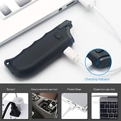 Candle Lighter Electric Arc Rechargeable Lighter with Safety Lock USB Plasma Lighter Perfect Telescopic Rod Neck Fire Starter Lighter for Outdoor Camping Hiking Cooking BBQs - color: Black