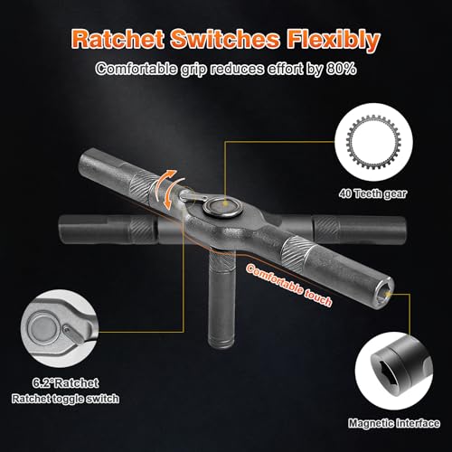 42 in 1 Magnetic Ratchet Screwdriver Set With Case | Multi-Bit Repair Tool Kit, S2 Alloy Steel Bits, T-Handle, Suitable for Home Daily Repair, DIY, Car, Bike - size: 42 in 1