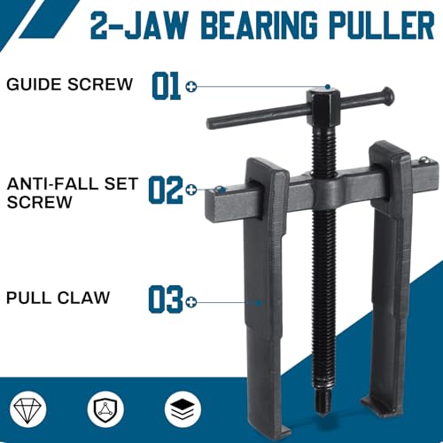 MorningRo 4 Pcs 2 Jaw Gear Puller Set 3'' 4'' 6'' 8'' Steel Bearing Pulley Puller Hand Removal Tool Adjustable Pump Remover for Wheel, Motorcycle, Bearings, Gears, Flywheels - size: 3'' 4'' 6'' 8''