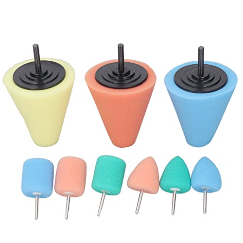 ZJchao Polishing Sponge, Drill Polishing Ball, 9 Pieces, Polishing Cone, Metal Polishing Sponge, Automotive Wheel Hub Care Ball