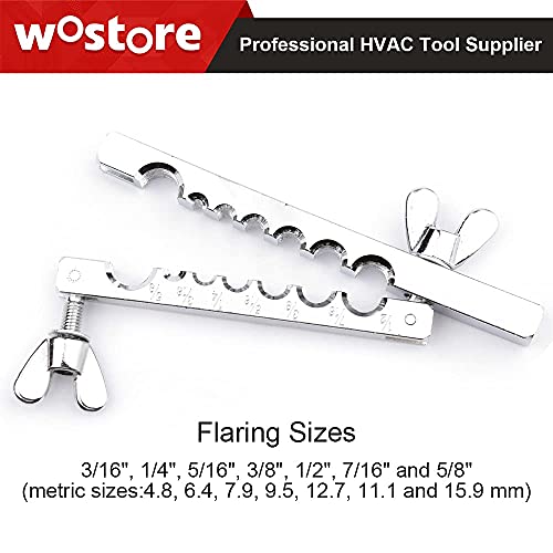 Wostore 45° Double Flaring Tool Kit, 7 Adapters with Cutter & Deburrer | 45° single & double flare tool with 7 adapters. Includes tube cutter & deburrer. For brake line, hydraulic & copper tubing. - size: Flaring Tool Kit
