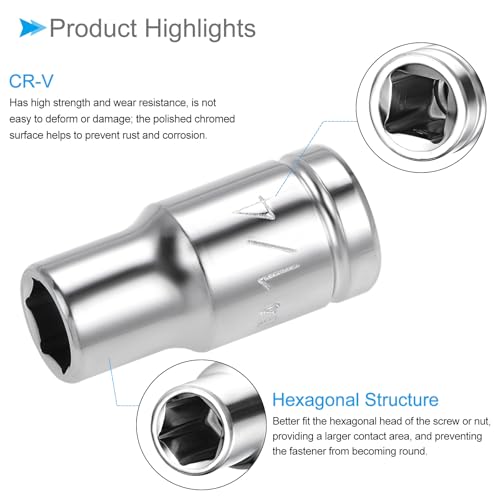 6-Point Socket, 1/4" Drive 1/4" Deep, Polished Chromed CR-V SAE Standard Shallow Impact Socket - (Applications: for Ratchet Torque Electric Wrenches Car Repair), 2-Pieces - size: 1/4"