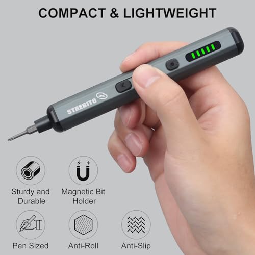 STREBITO Mini Electric Screwdriver Set, 70 in 1 Small Electric Screwdriver - 64 S2 Preicison Bits, 5 Torque Settings, 4 LED Lights, Mini Power Screwdriver Repair Tool Kit for PC Electronic (Standard) - style: Standard
