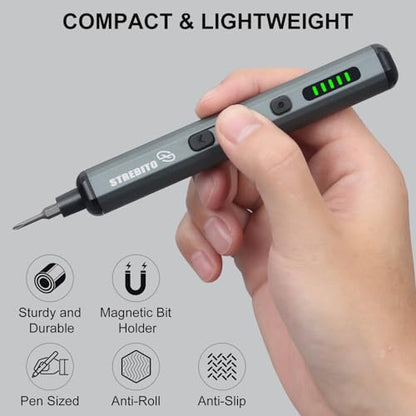 STREBITO Mini Electric Screwdriver Set, 70 in 1 Small Electric Screwdriver - 64 S2 Preicison Bits, 5 Torque Settings, 4 LED Lights, Mini Power Screwdriver Repair Tool Kit for PC Electronic (Standard) - style: Standard