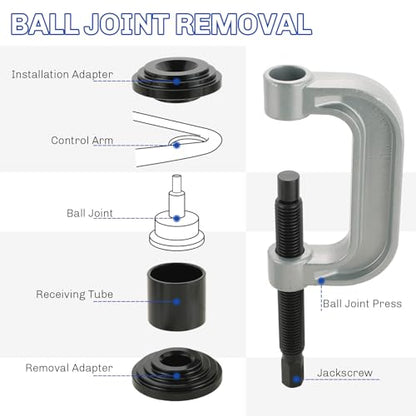 Heavy Duty Ball Joint Press and U Joint Removal Tool Kit | Ball Joint Separator Tool for U Joint and Brake Anchor Pin Tools, for 2WD and 4WD Cars and Light Trucks