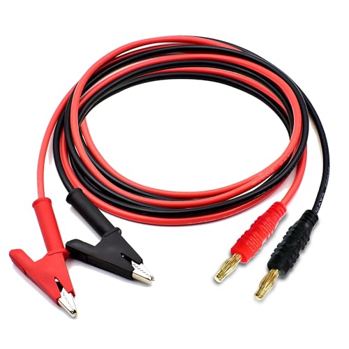 Banana Plug to Crocodile Clip Test Leads Wire Cable 12AWG | Alligator clip test probe cable 4mm Banana Plug Test Leads 5.9 ft for Multimeter and Battery Testing( X-Y 12A 1.8m) - size: 5.9ft 12AWG 2 items